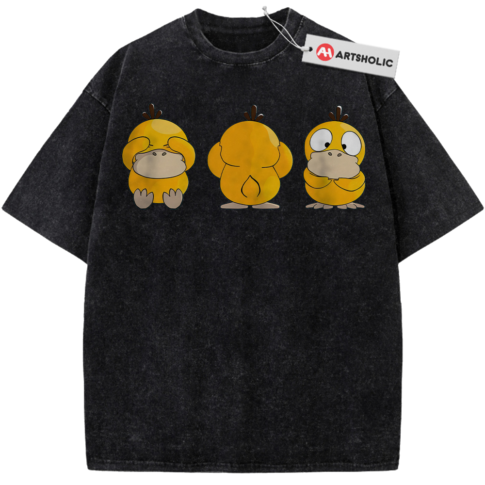 Alternative view of Psyduck Shirt, Pokemon Shirt, PKM Shirt, No Talk No Hear No See Shirt, Anime Shirt, Vintage Tee