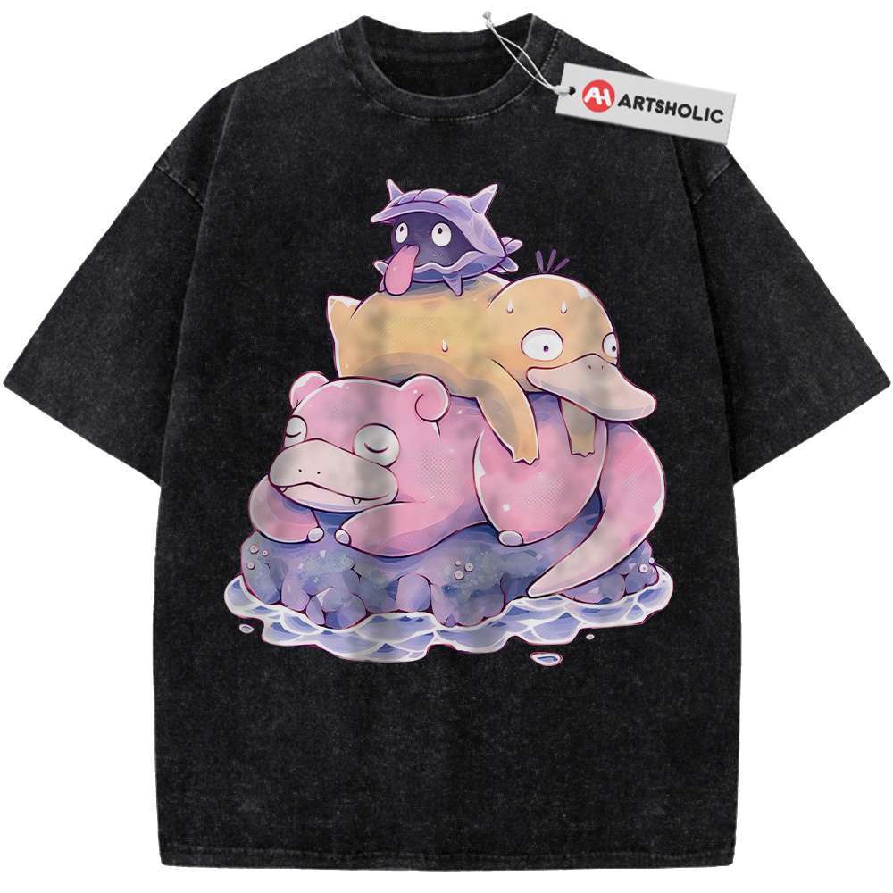 Alternative view of Psyduck Shirt, Slowpoke Shirt, Shellder Shirt, Pokemon shirt, Anime Shirt, Vintage T-Shirt