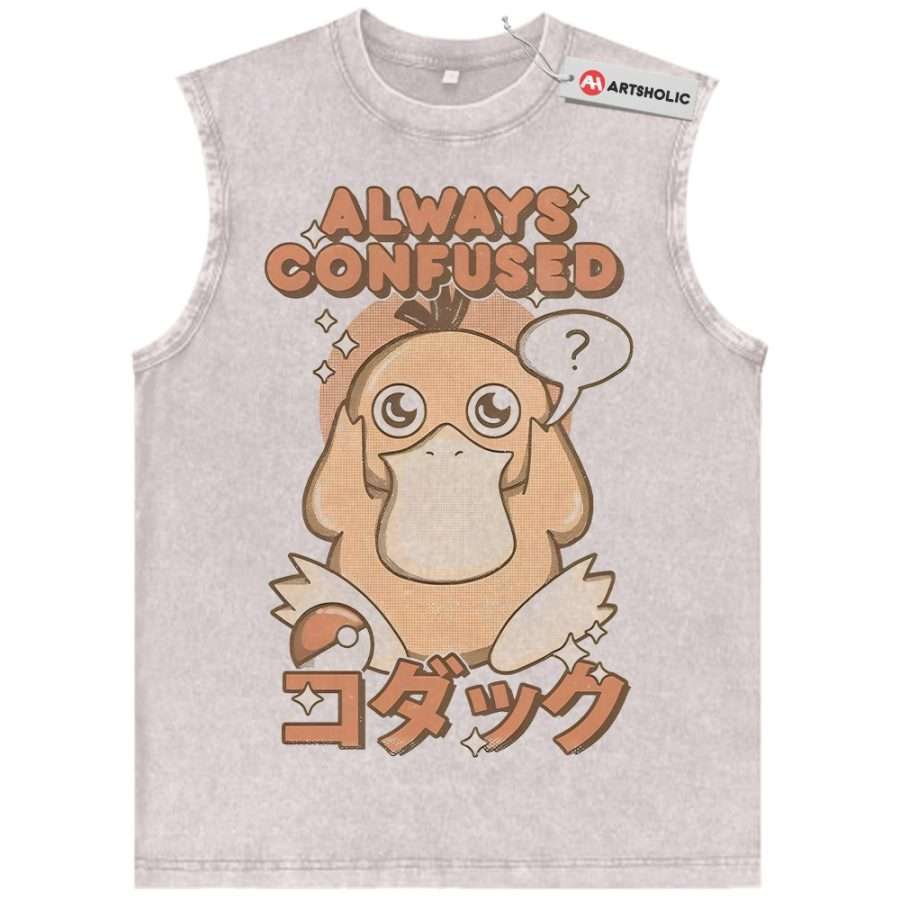 Alternative view of Psyduck Tank Top, Pokemon Tank Top, Anime Tank Top, Vintage Tank Top