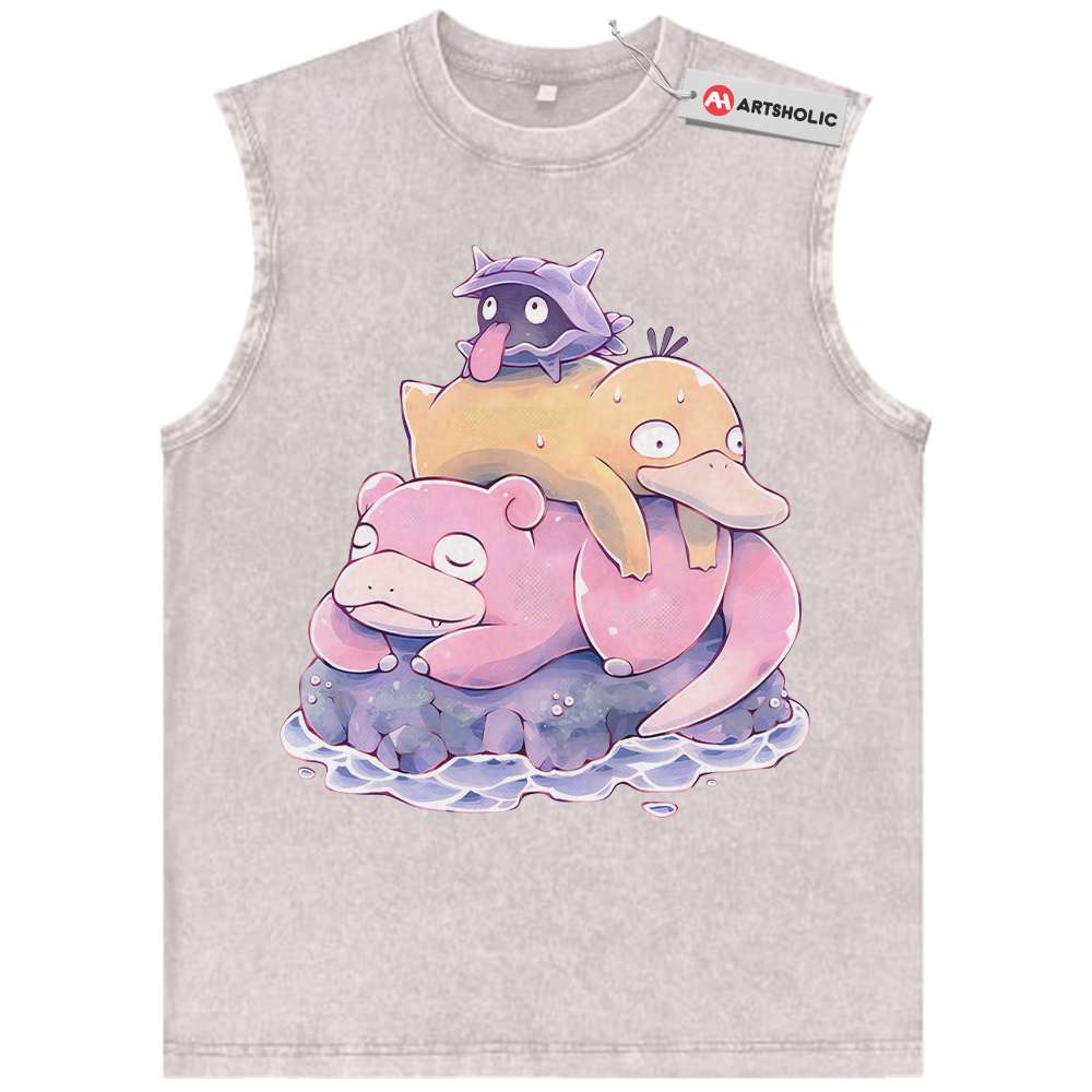 Alternative view of Psyduck Tank Top, Slowpoke Tank Top, Shellder Tank Top, Pokemon Tank Top, Anime Tank Top, Vintage Tank Top