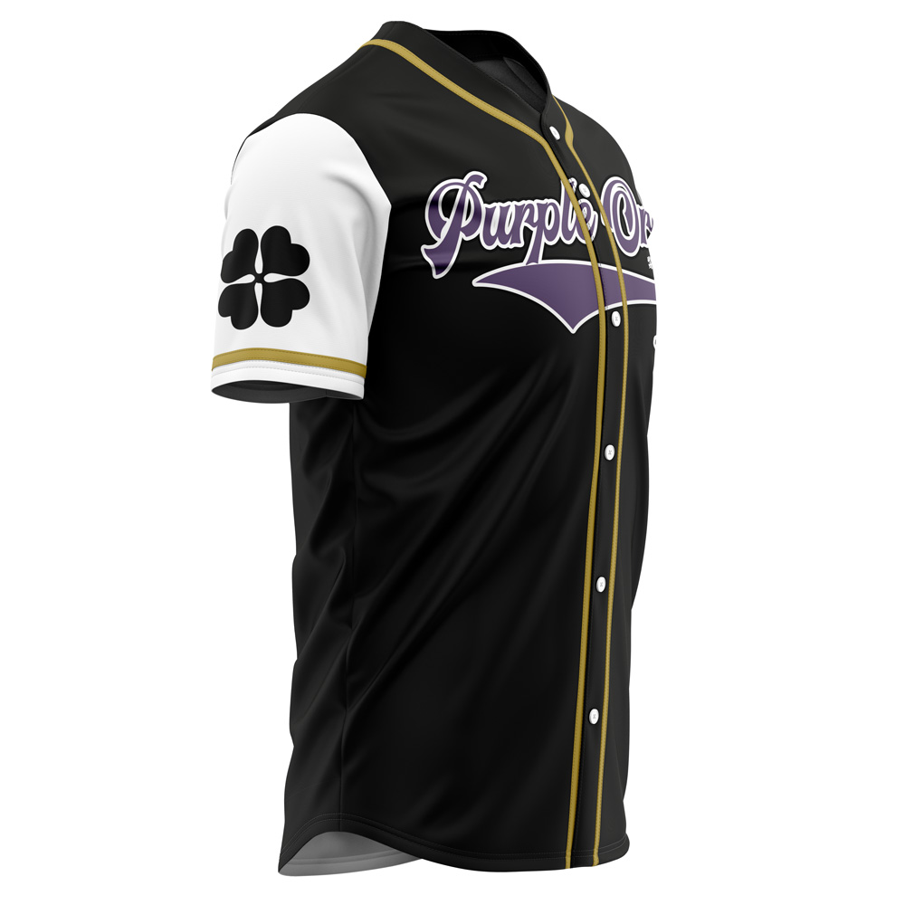 Alternative view of Purple Orcas Black Clover Custom Baseball Jersey - Otaku Hall