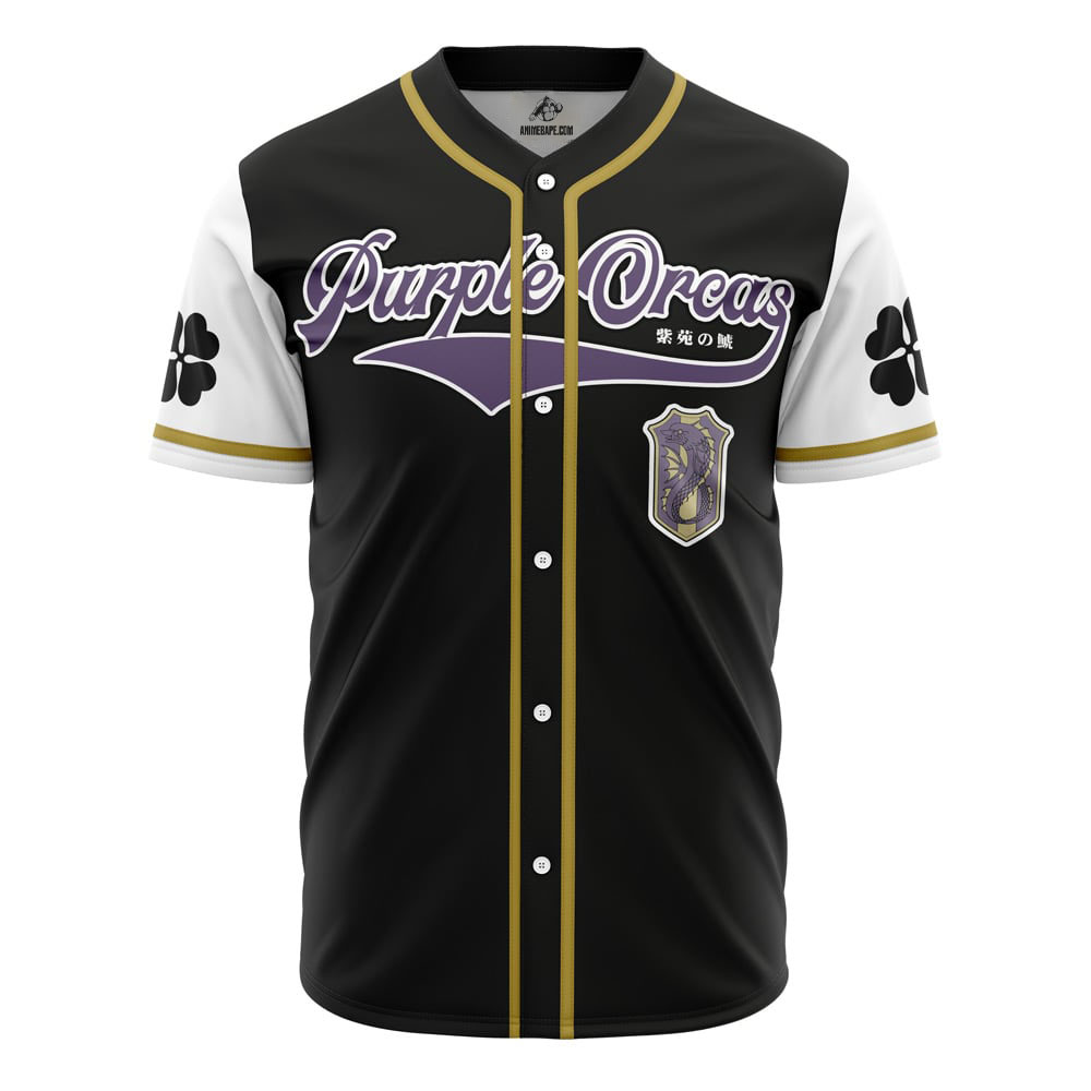 Purple Orcas Black Clover Custom Baseball Jersey - Otaku Hall