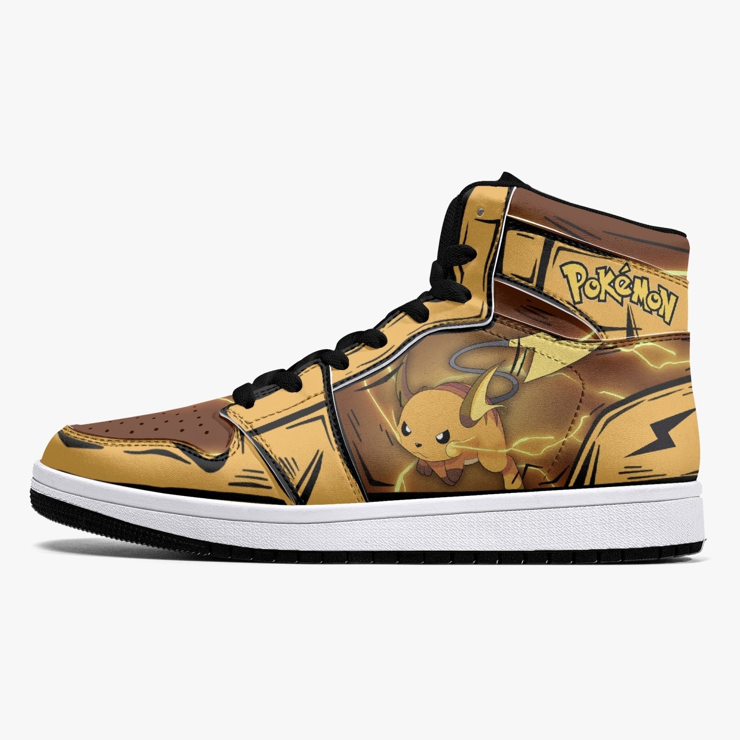 Alternative view of Raichu Pokemon Custom Sneaker Mid 1 Basketball Shoes - Otaku Hall