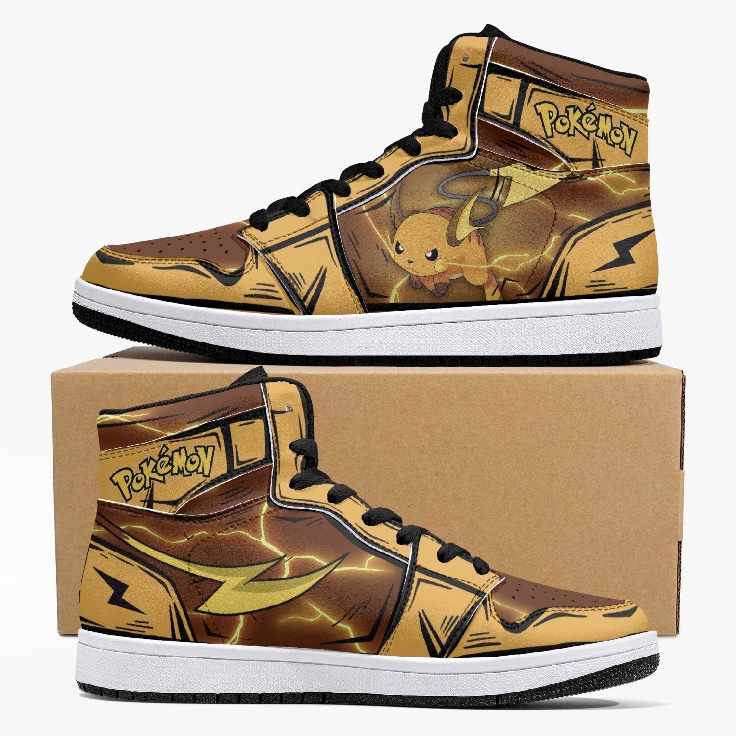 Raichu Pokemon Custom Sneaker Mid 1 Basketball Shoes - Otaku Hall