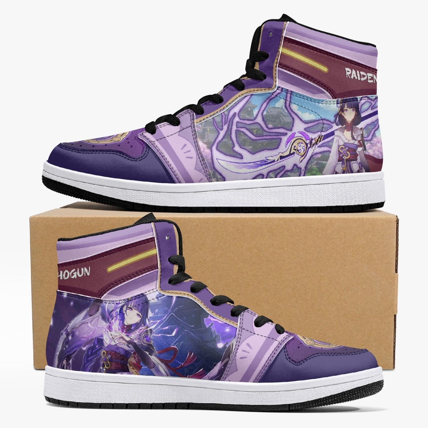 Raiden Shogun Genshin Impact Custom Sneaker Mid 1 Basketball Shoes - Otaku Hall