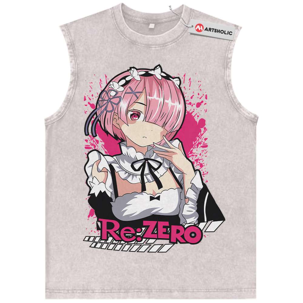 Alternative view of Ram Tank Top, Re:Zero Tank Top, Anime Tank Top, Vintage Tank Top