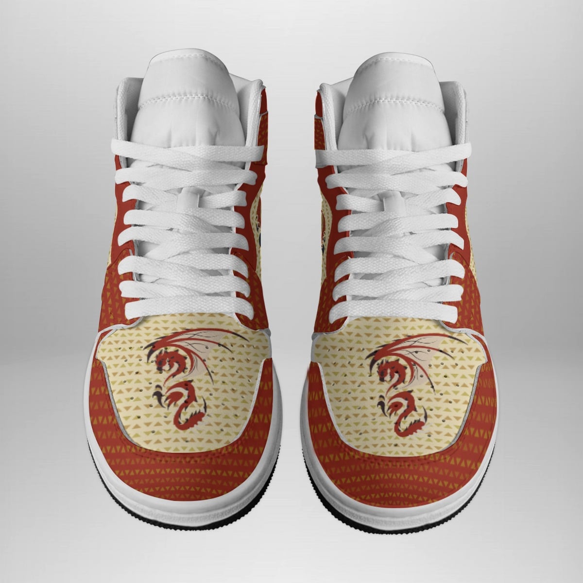 Alternative view of Rathalos Inspired Monster Hunter Shonen Custom Sneaker Mid 1 Basketball Shoes for Gaming Fans - Otaku Hall