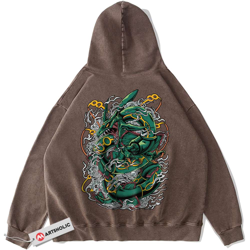 Alternative view of Rayquaza Hoodie, Pokemon Hoodie, Anime Hoodie, Vintage Hoodie