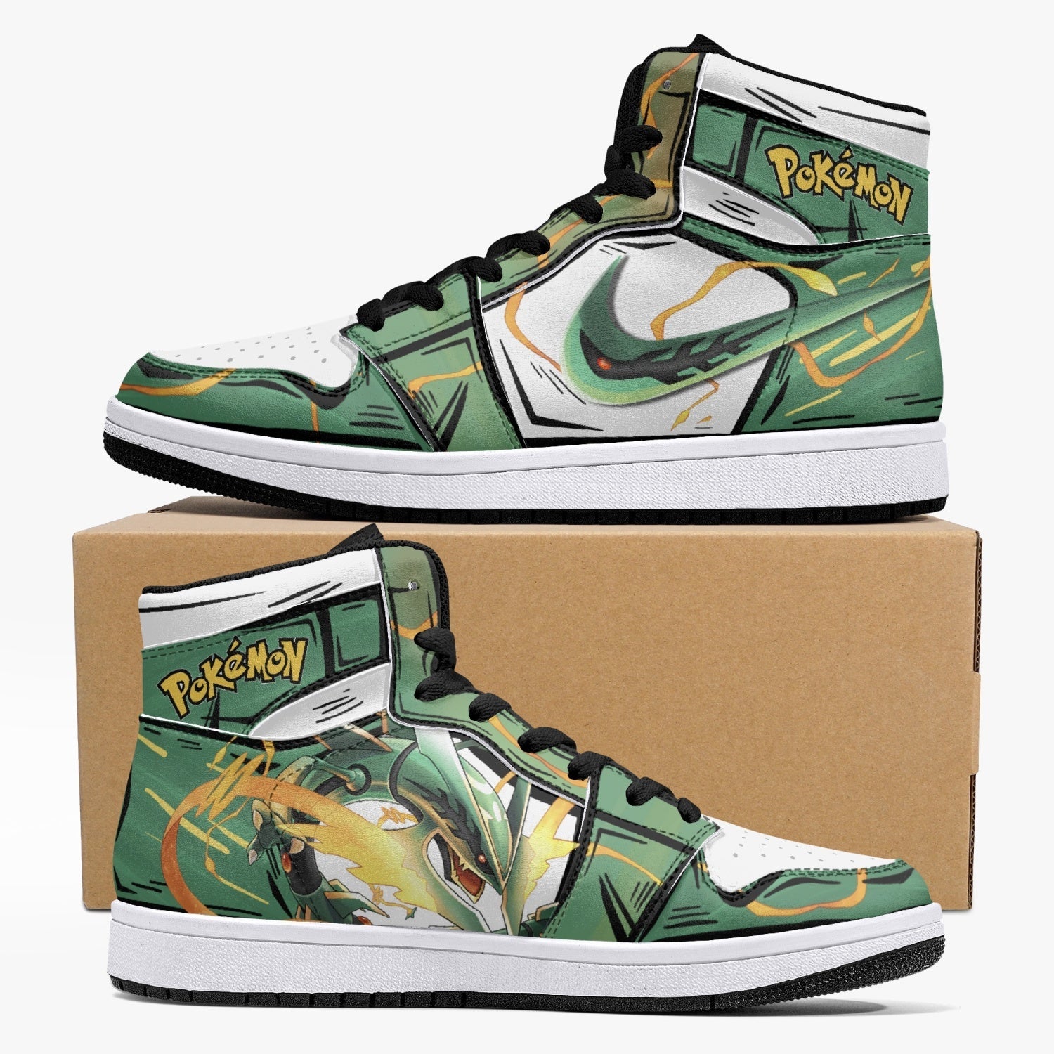 Rayquaza Pokemon Custom Sneaker Mid 1 Basketball Shoes - Otaku Hall