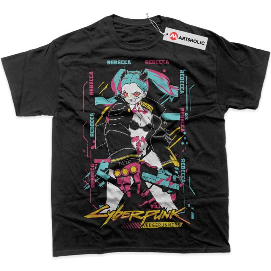 Alternative view of Rebecca Shirt, Cyberpunk: Edgerunners Shirt, Game Shirt, Graphic Tee