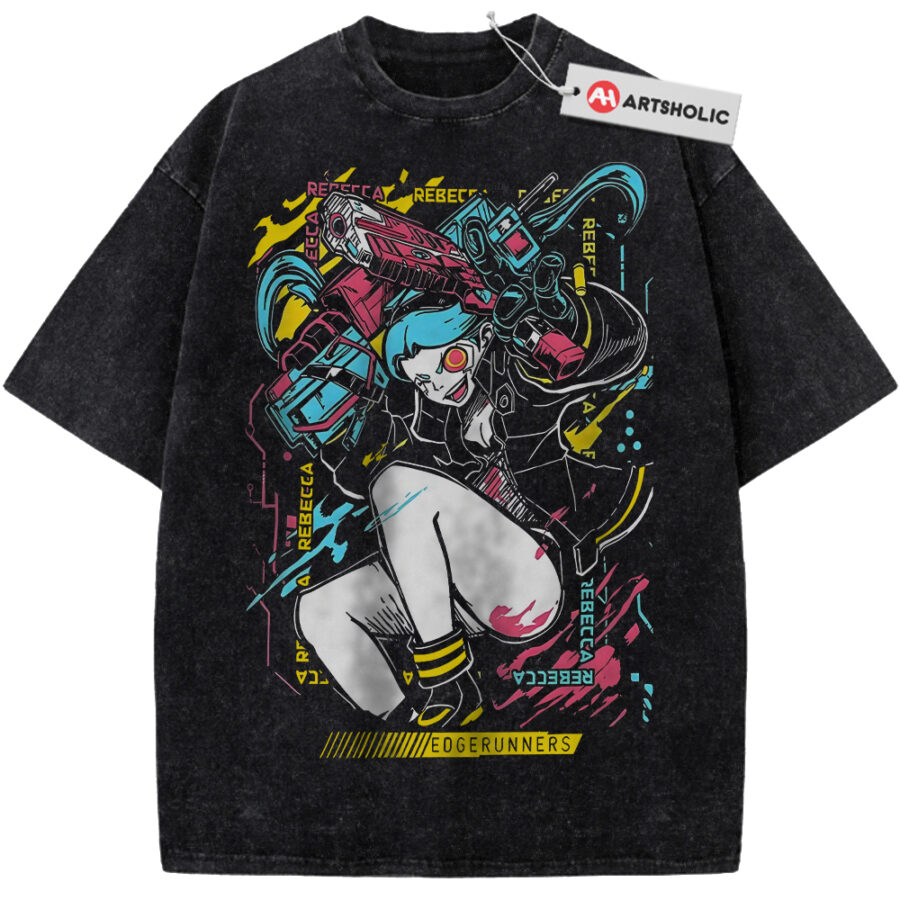 Alternative view of Rebecca Shirt, Cyberpunk: Edgerunners Shirt, Game Shirt, Vintage Tee