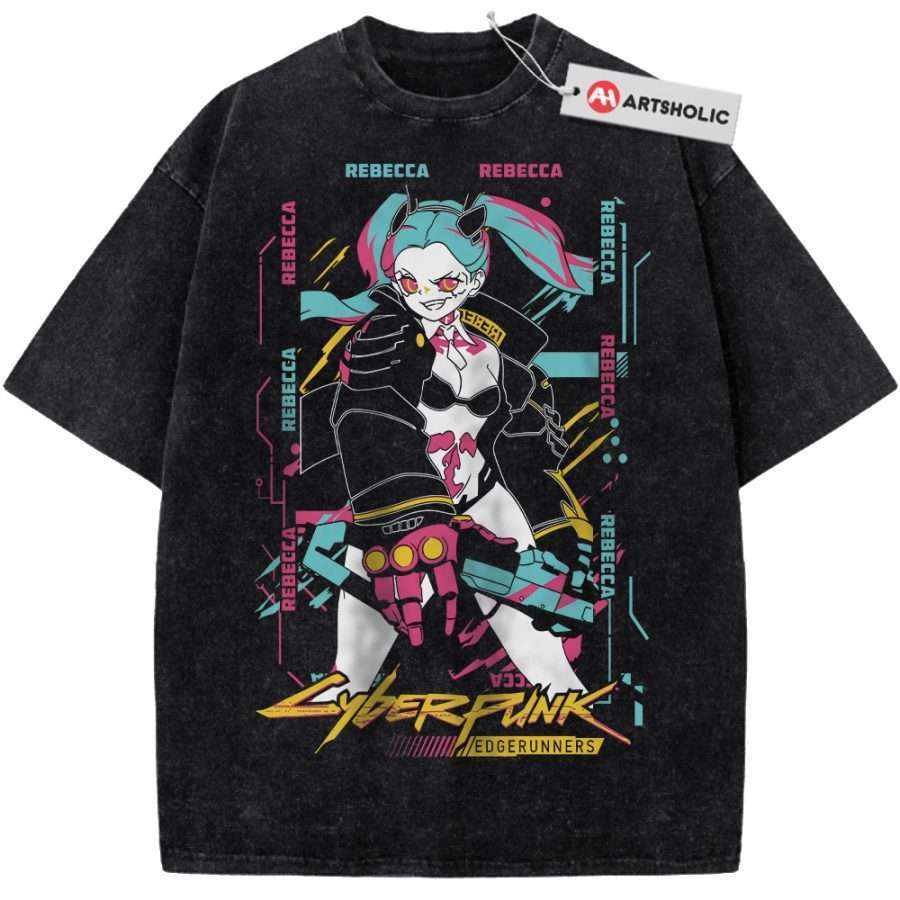 Alternative view of Rebecca Shirt, Cyberpunk: Edgerunners Shirt, Game Shirt, Vintage Tee