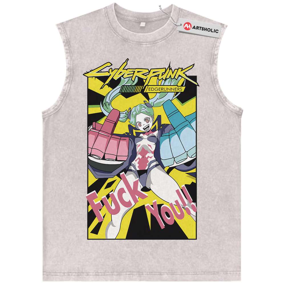 Alternative view of Rebecca Tank Top, Cyberpunk: Edgerunners Tank Top, Game Tank Top, Vintage Tank Top