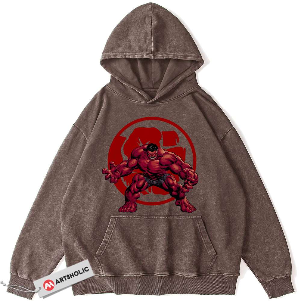 Alternative view of Red Hulk Hoodie, Marvel Comics Hoodie, Vintage Hoodie