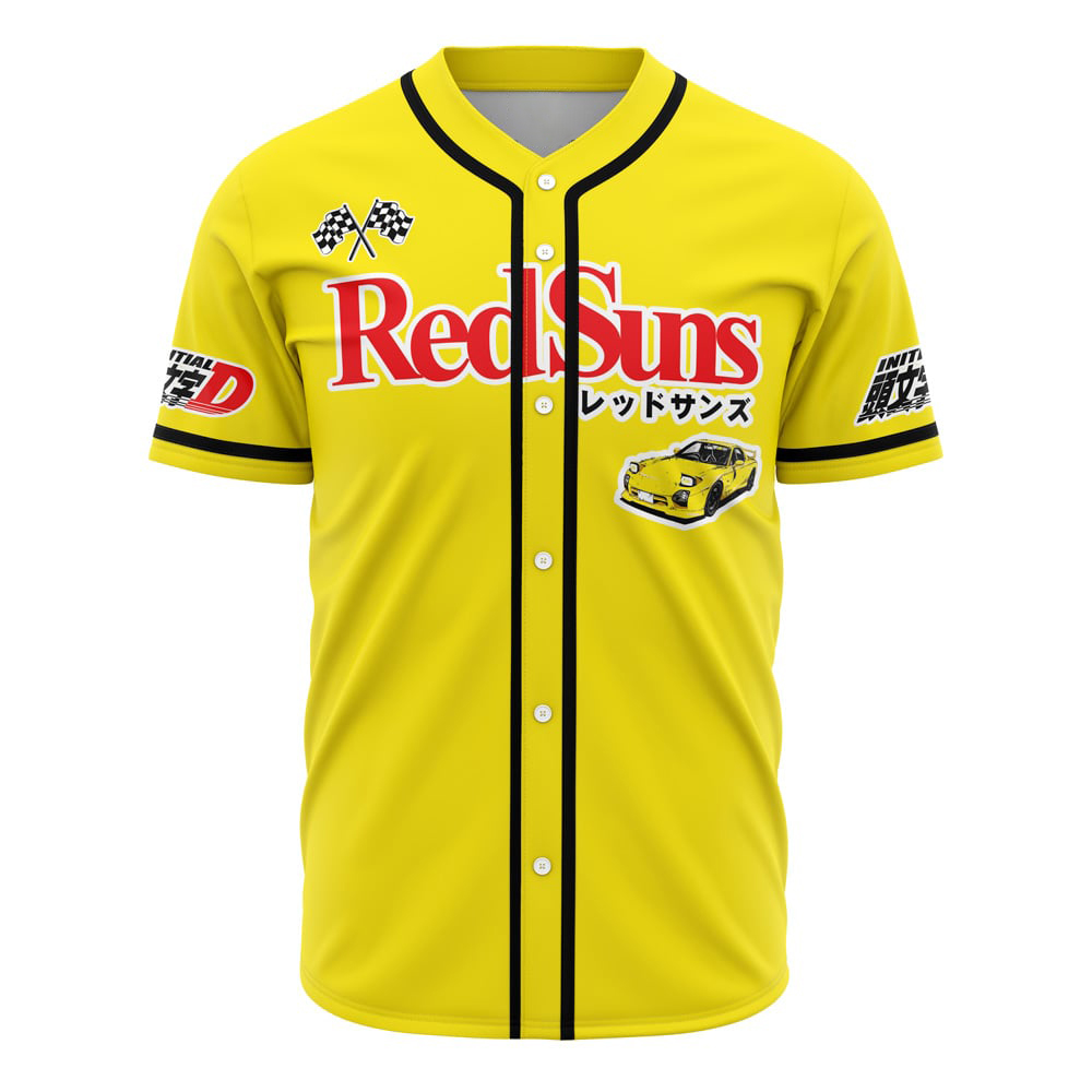 Alternative view of Red Suns Initial D Custom Baseball Jersey - Otaku Hall