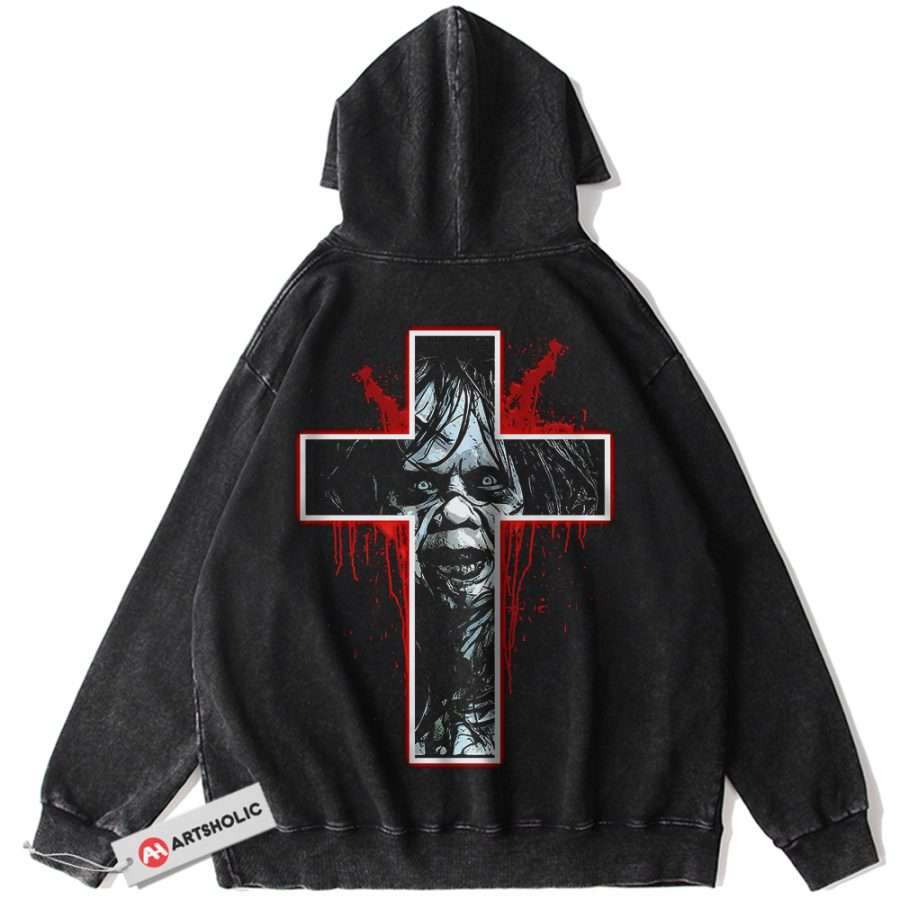 Alternative view of Regan MacNeil Hoodie, The Exorcist Hoodie, Halloween Hoodie, Horror Hoodie, Vintage Hoodie