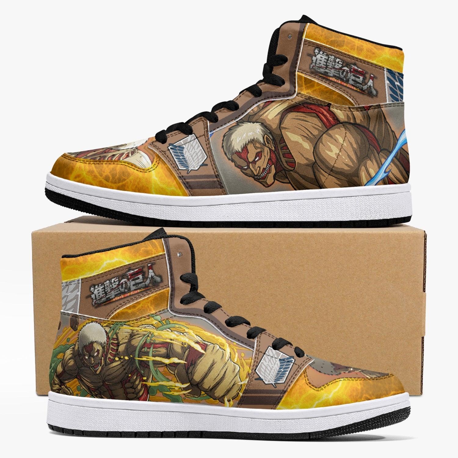 Reiner Braun Armored Titan Attack on Titan Custom Sneaker Mid 1 Basketball Shoes - Otaku Hall