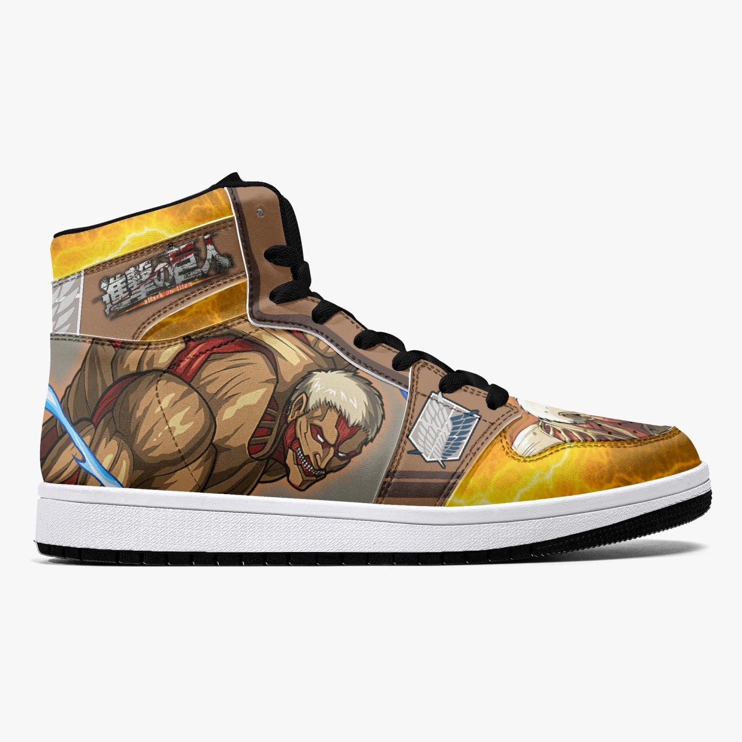 Alternative view of Reiner Braun Armored Titan Shingeki no Kyojin Custom Sneaker Mid 1 Basketball Shoes - Otaku Hall