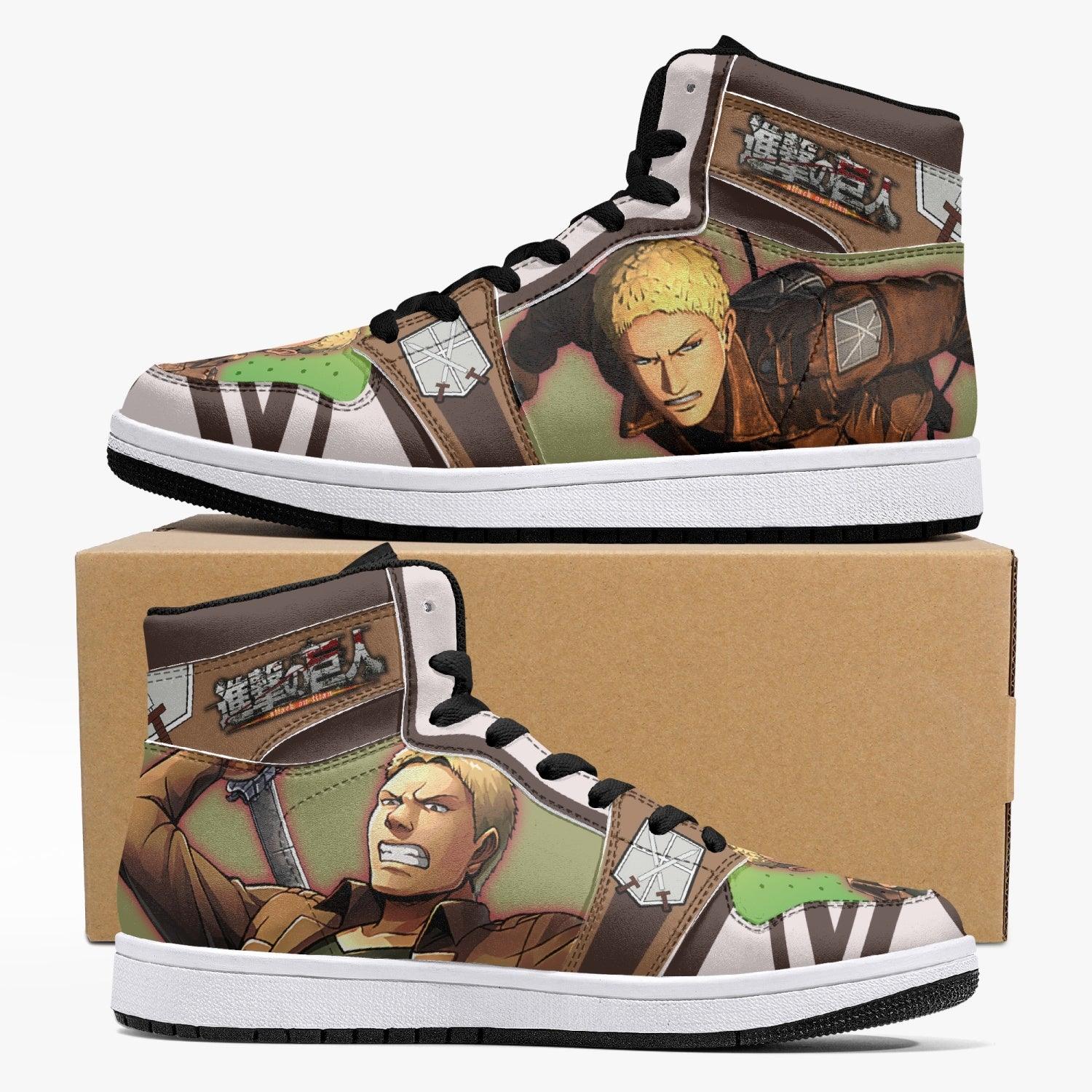 Reiner Braun Attack on Titan Custom Sneaker Mid 1 Basketball Shoes - Otaku Hall