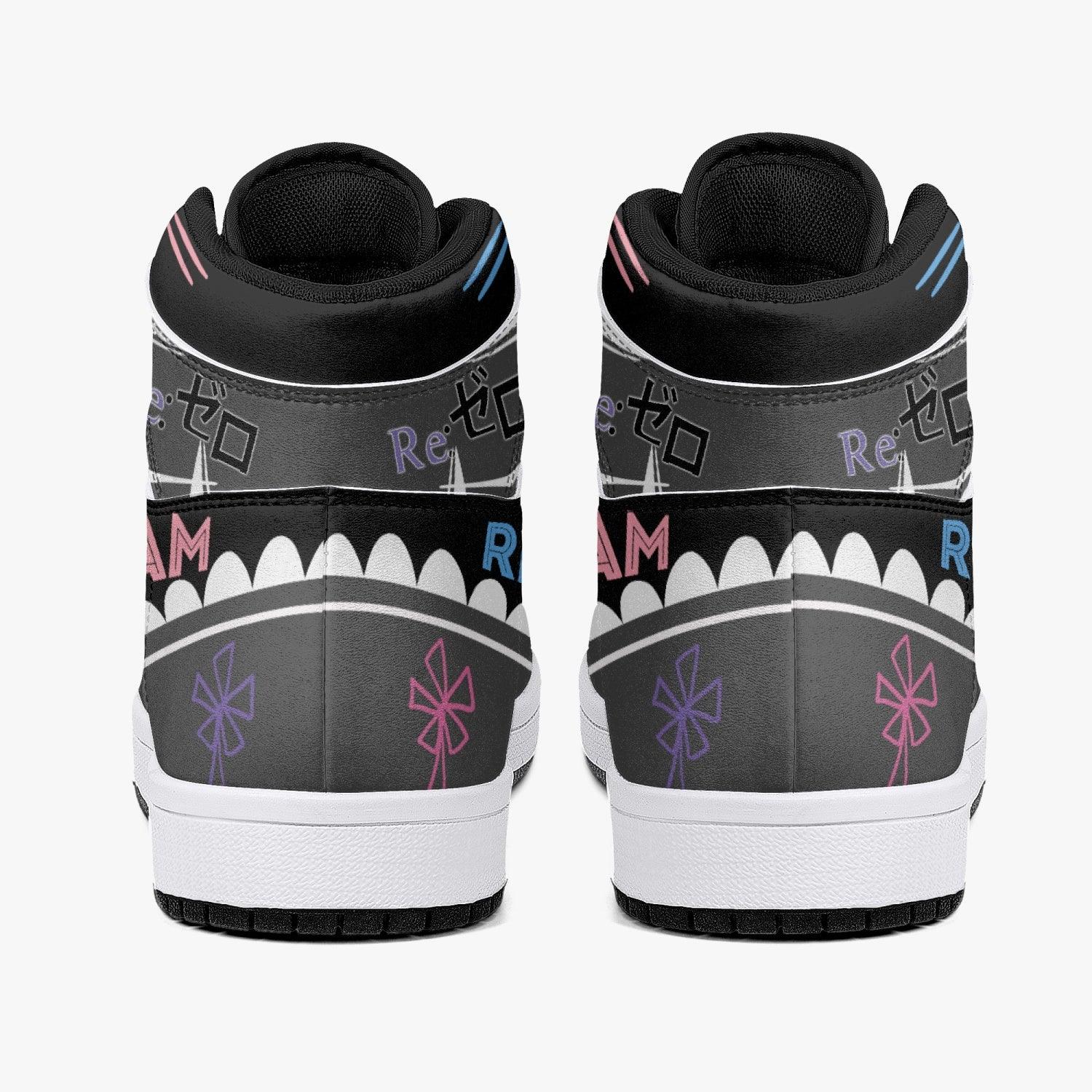 Alternative view of Rem and Ram ReZero Custom Sneaker Mid 1 Basketball Shoes - Otaku Hall