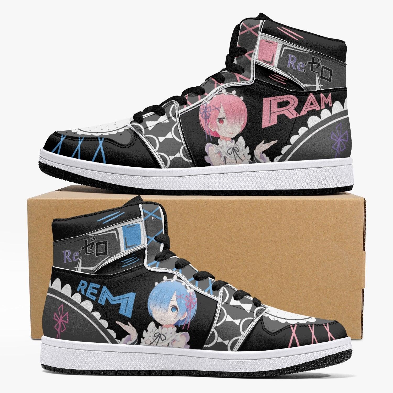 Rem and Ram ReZero Custom Sneaker Mid 1 Basketball Shoes - Otaku Hall