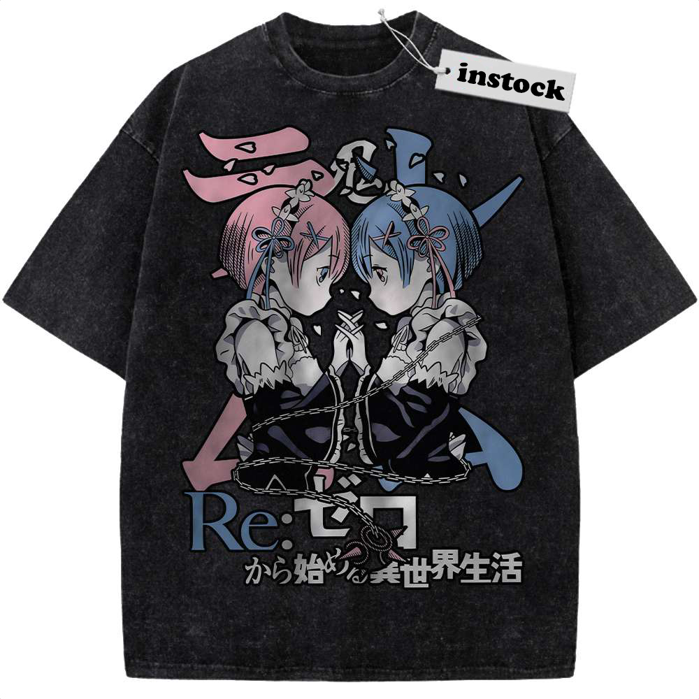 Rem Shirt, Ram Shirt, Re:Zero Shirt, Anime Shirt, Vintage T-Shirt
