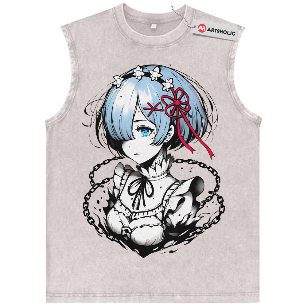 Alternative view of Rem Tank Top, Re:Zero Tank Top, Anime Tank Top, Vintage Tank Top