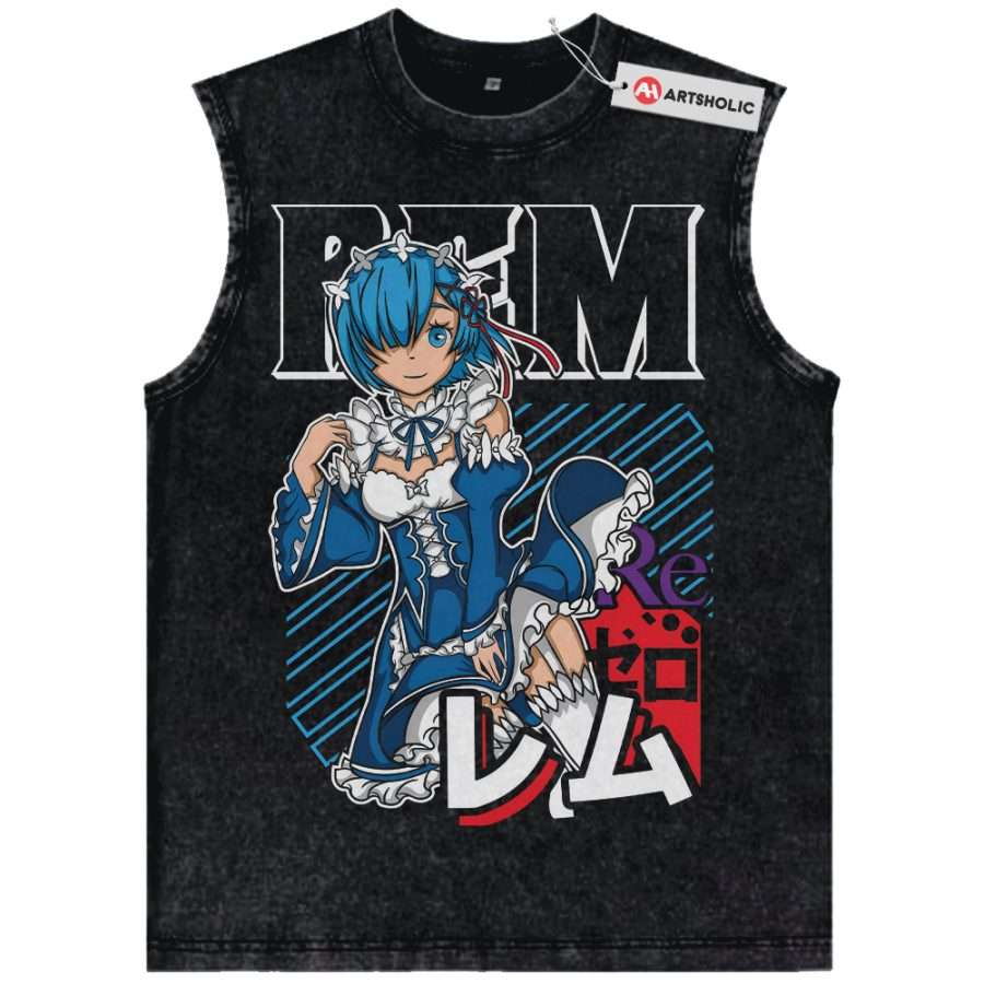 Alternative view of Rem Tank Top, Re:Zero Tank Top, Anime Tank Top, Vintage Tank Top