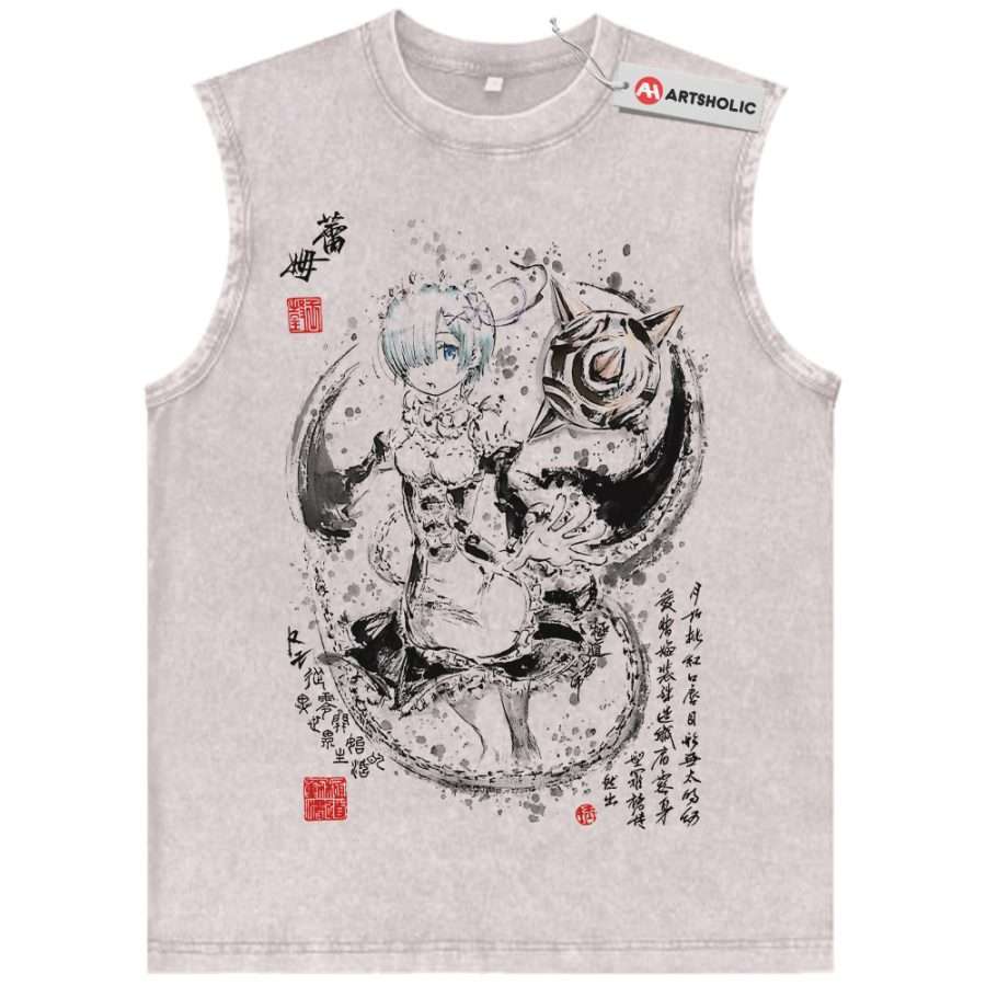 Alternative view of Rem Tank Top, Re:Zero Tank Top, Anime Tank Top, Vintage Tank Top