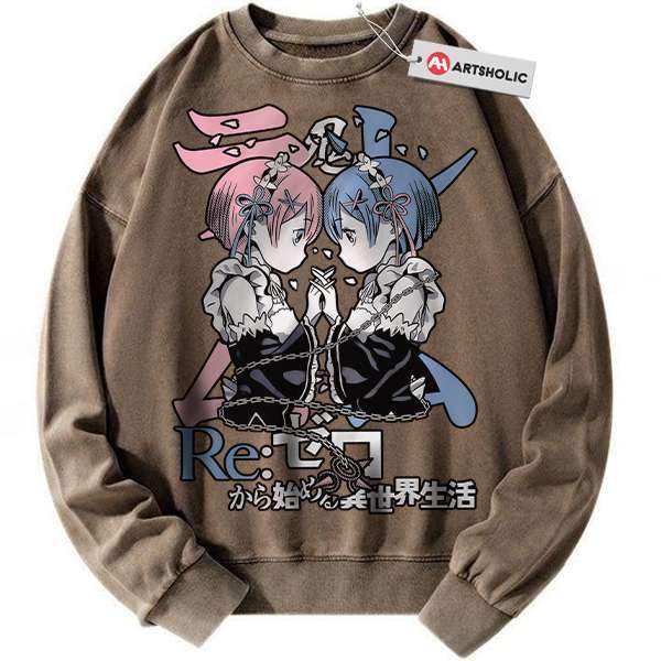 Alternative view of Rem vs Ram Sweatshirt, Re:Zero Sweatshirt, Anime Sweatshirt, Vintage Sweatshirt