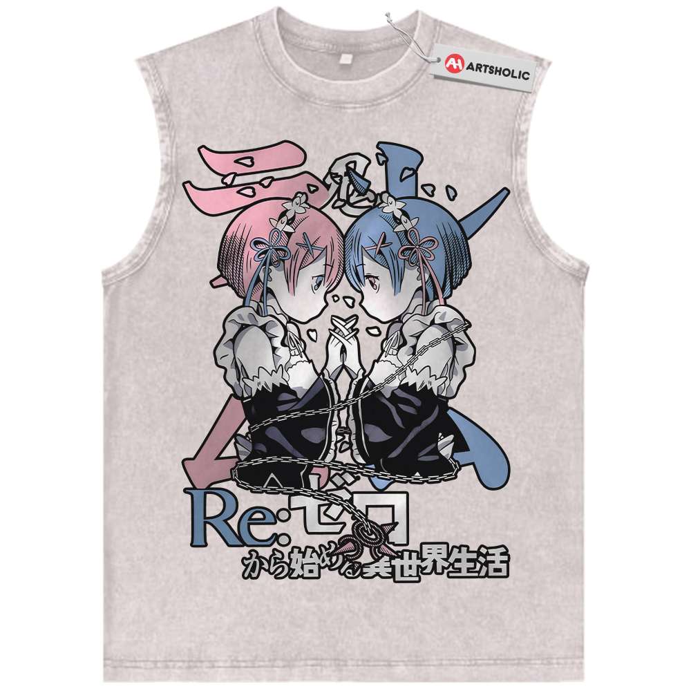 Alternative view of Rem vs Ram Tank Top, Re:Zero Tank Top, Anime Tank Top, Vintage Tank Top