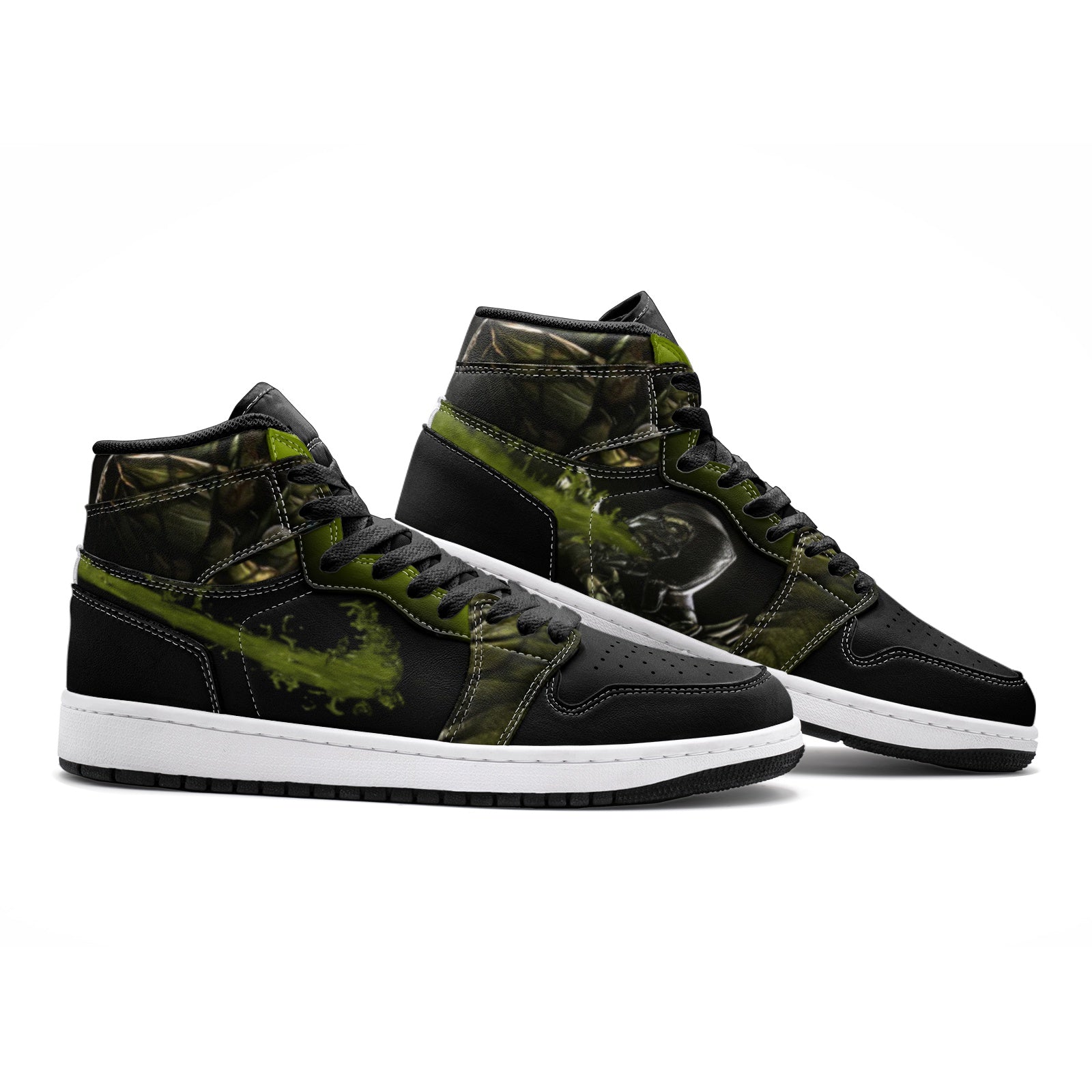 Alternative view of Reptile Mortal Kombat Custom Sneaker Mid 1 Basketball Shoes - Otaku Hall