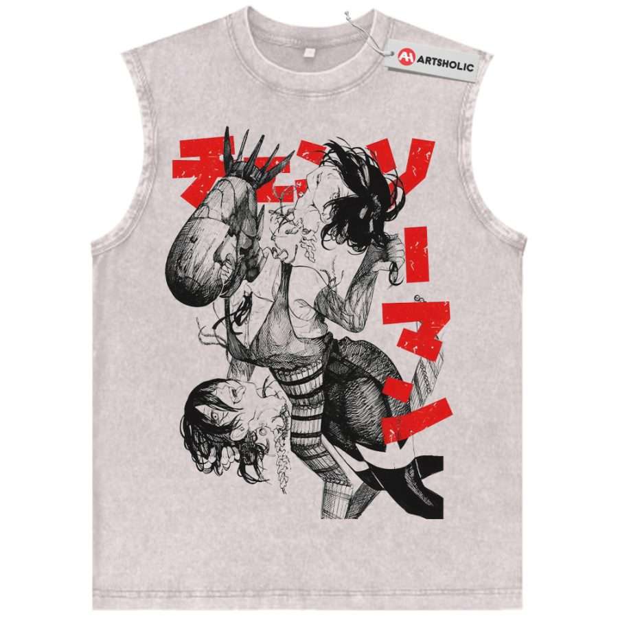 Alternative view of Reze Tank Top, Chainsaw Man Tank Top, Anime Tank Top, Vintage Tank Top