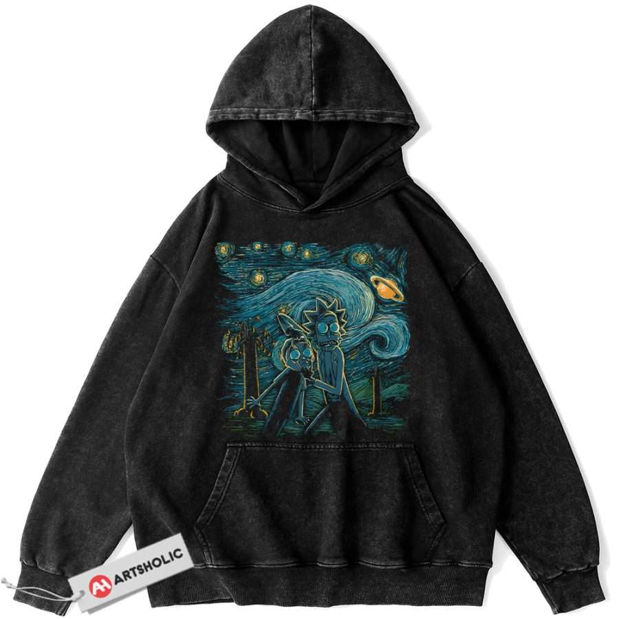 Alternative view of Rick and Morty Hoodie, Animated Hoodie, Vintage Hoodie