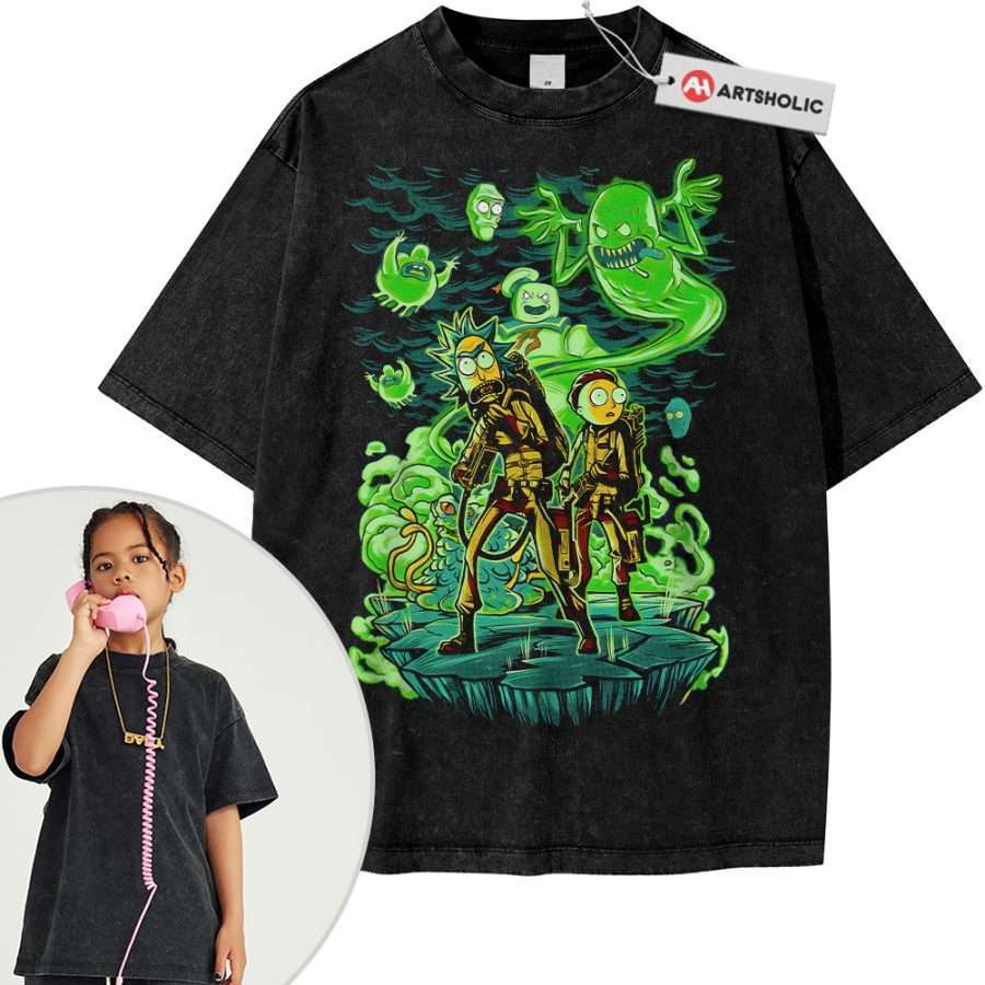 Alternative view of Rick and Morty Shirt For Kids, Animated Shirt For Kids, Vintage T-Shirt For Kids