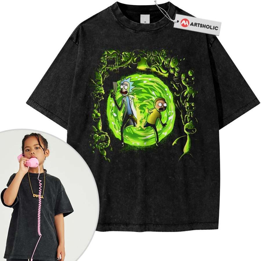 Alternative view of Rick and Morty Shirt For Kids, Animated Shirt For Kids, Vintage T-Shirt For Kids