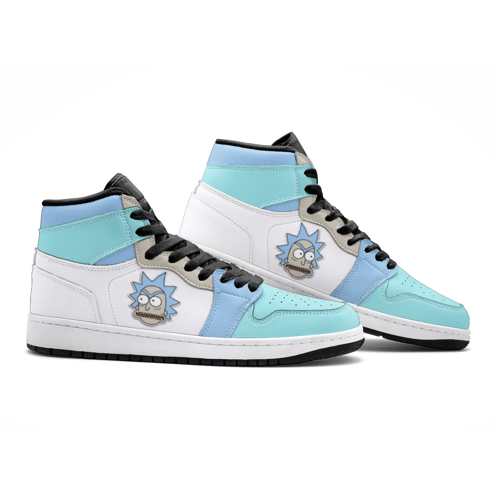 Alternative view of Rick got Angry Rick and Morty Custom Sneaker Mid 1 Basketball Shoes - Otaku Hall