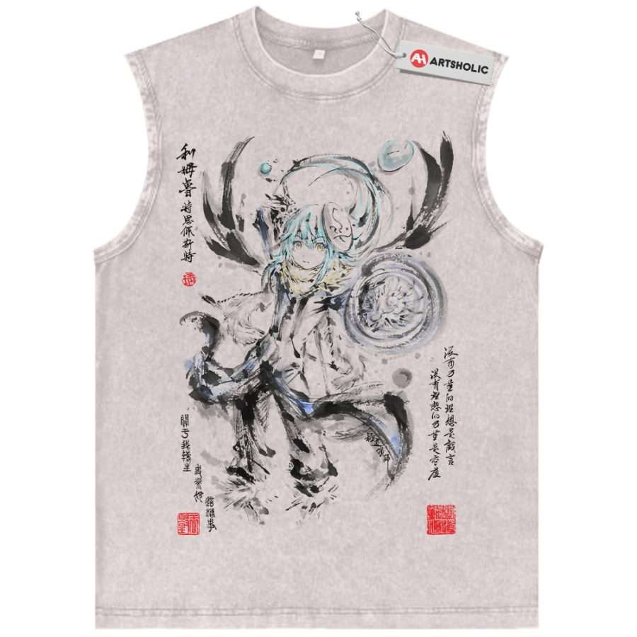 Alternative view of Rimuru Tempest Tank Top, That Time I Got Reincarnated as a Slime Tank Top, Anime Tank Top, Vintage Tank Top