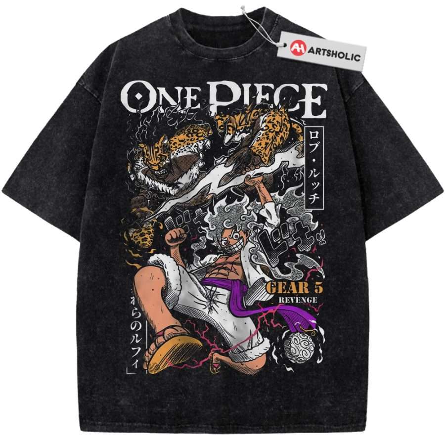 Alternative view of Rob Lucci vs Luffy Gear 5 Shirt, One Piece Shirt, Anime Shirt, Vintage T-Shirt