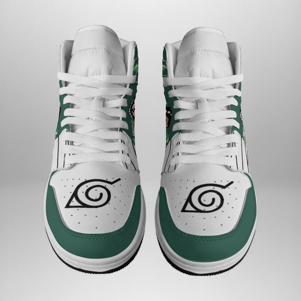 Alternative view of Rock Lee Shippuden Anime Sneakers - Custom Sneaker Mid 1 Basketball Shoes for Fans - Otaku Hall