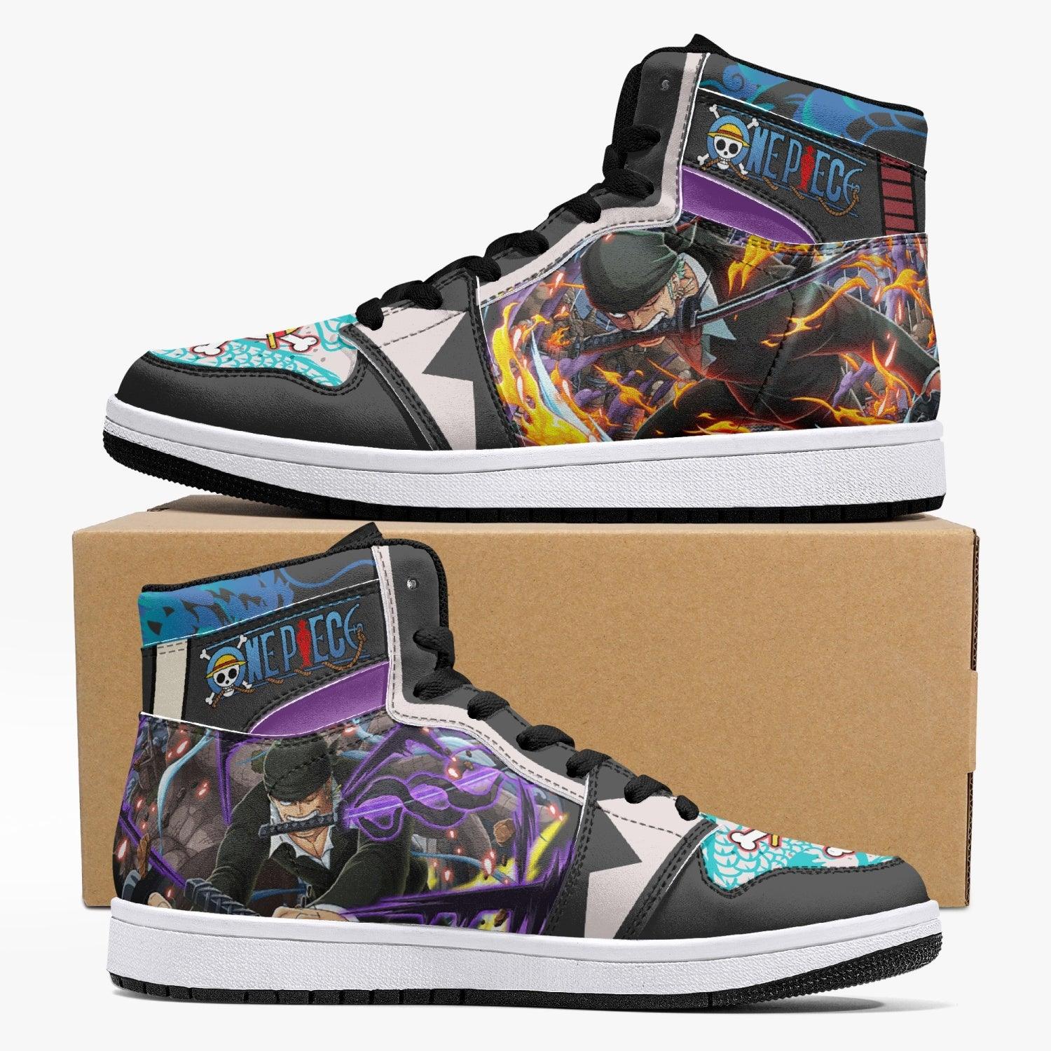 Roronoa Zoro Dressrosa One Piece Custom Sneaker Mid 1 Basketball Shoes - Otaku Hall