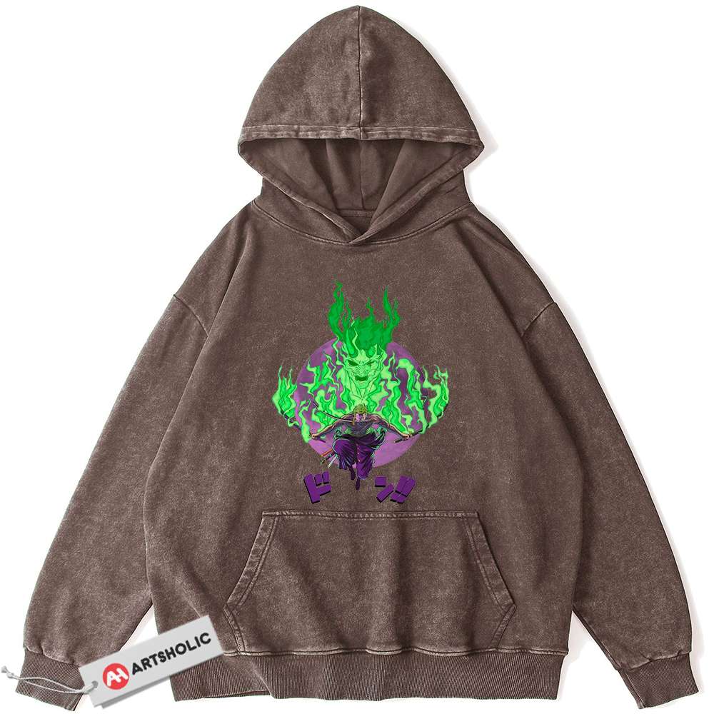 Alternative view of Roronoa Zoro Hoodie, One Piece Hoodie, Anime Hoodie, Vintage Hoodie
