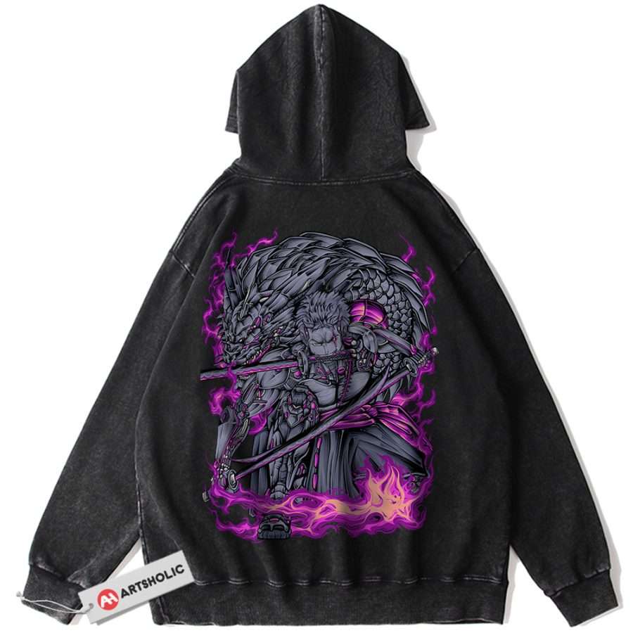 Alternative view of Roronoa Zoro Hoodie, One Piece Hoodie, Anime Hoodie, Vintage Hoodie