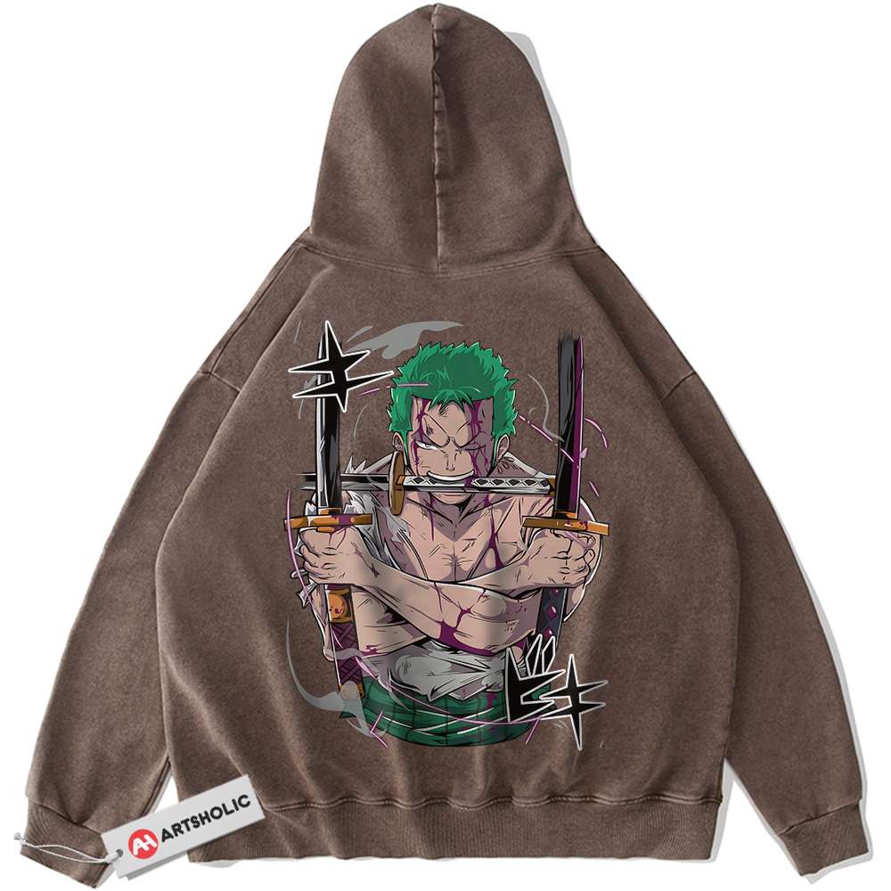 Alternative view of Roronoa Zoro Hoodie, One Piece Hoodie, Anime Hoodie, Vintage Hoodie