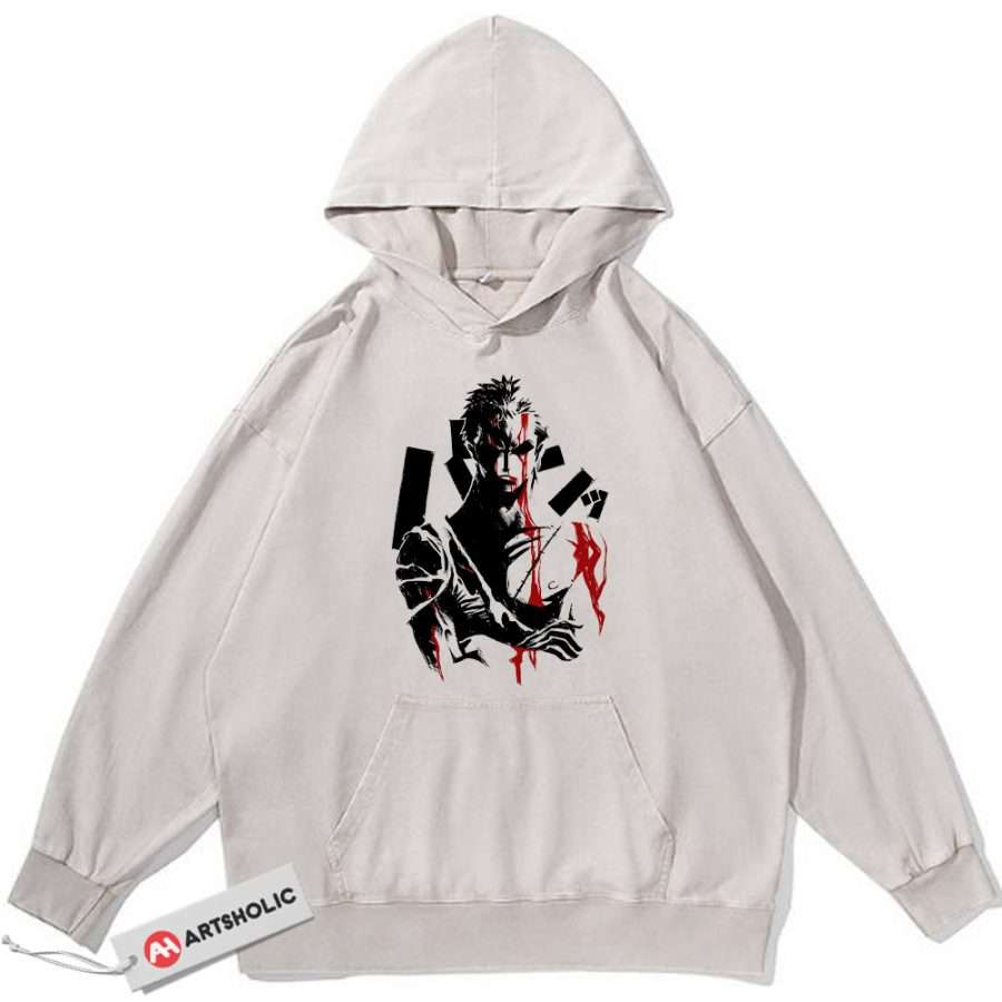 Alternative view of Roronoa Zoro Hoodie, One Piece Hoodie, Anime Hoodie, Vintage Hoodie
