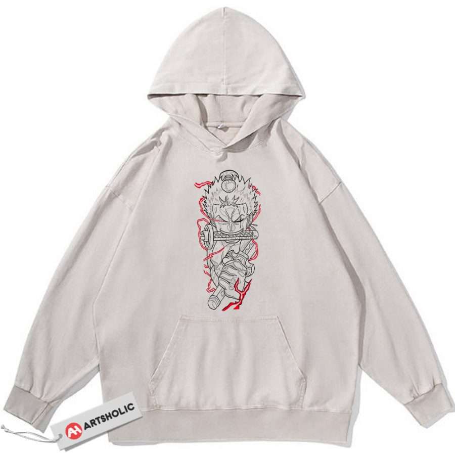 Alternative view of Roronoa Zoro Hoodie, One Piece Hoodie, Anime Hoodie, Vintage Hoodie