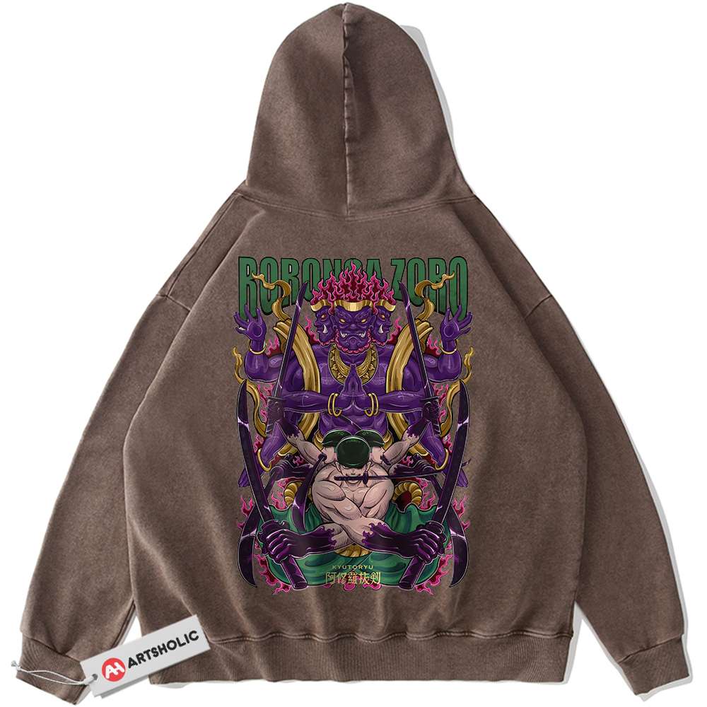 Alternative view of Roronoa Zoro Hoodie, One Piece Hoodie, Anime Hoodie, Vintage Hoodie