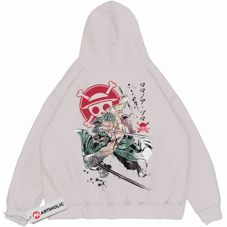 Alternative view of Roronoa Zoro hoodie, One Piece hoodie, Anime hoodie, Vintage hoodie