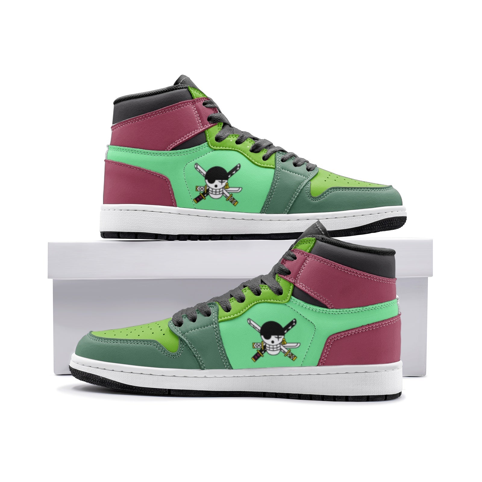 Roronoa Zoro One Piece Custom Sneaker Mid 1 Basketball Shoes - Otaku Hall