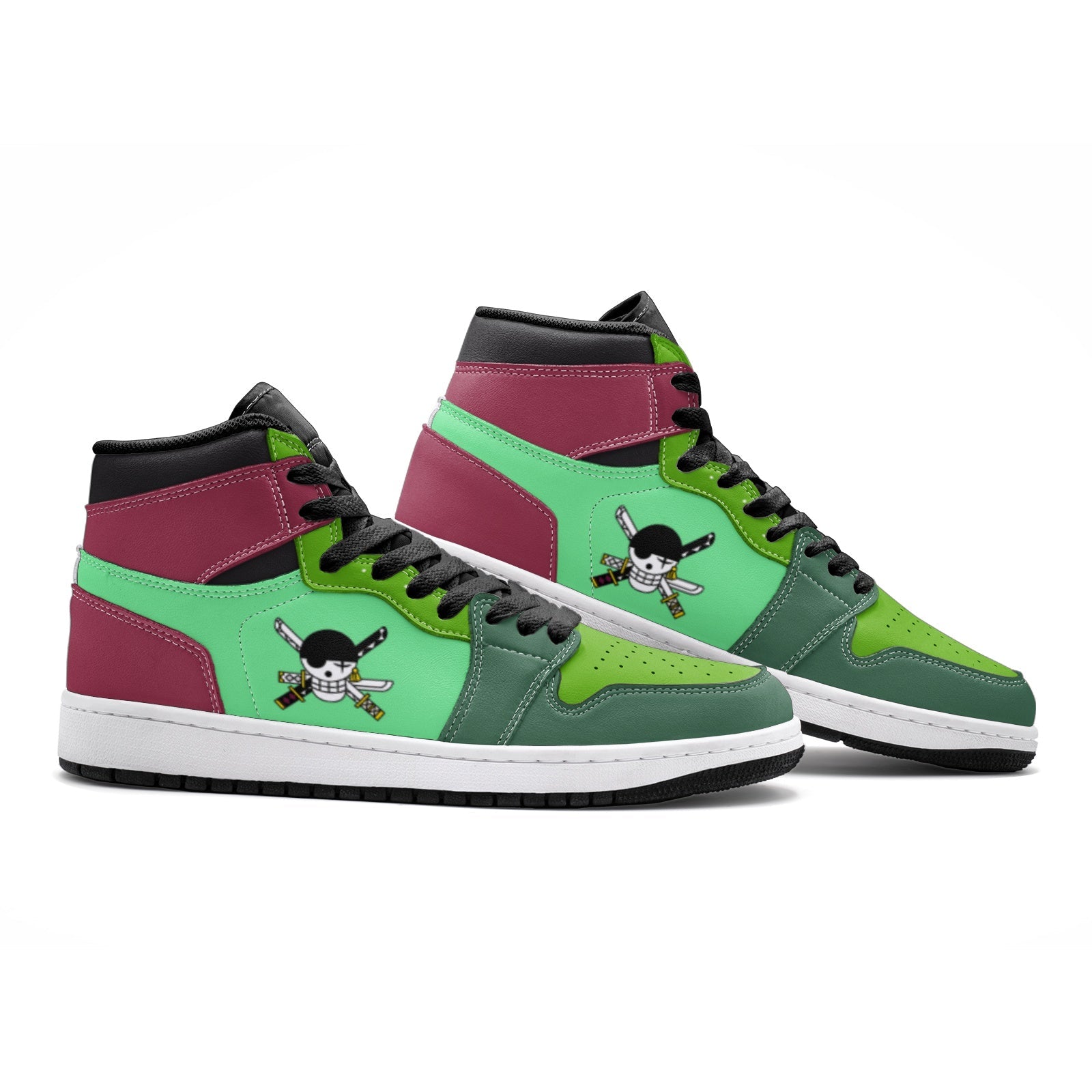Alternative view of Roronoa Zoro One Piece Custom Sneaker Mid 1 Basketball Shoes - Otaku Hall